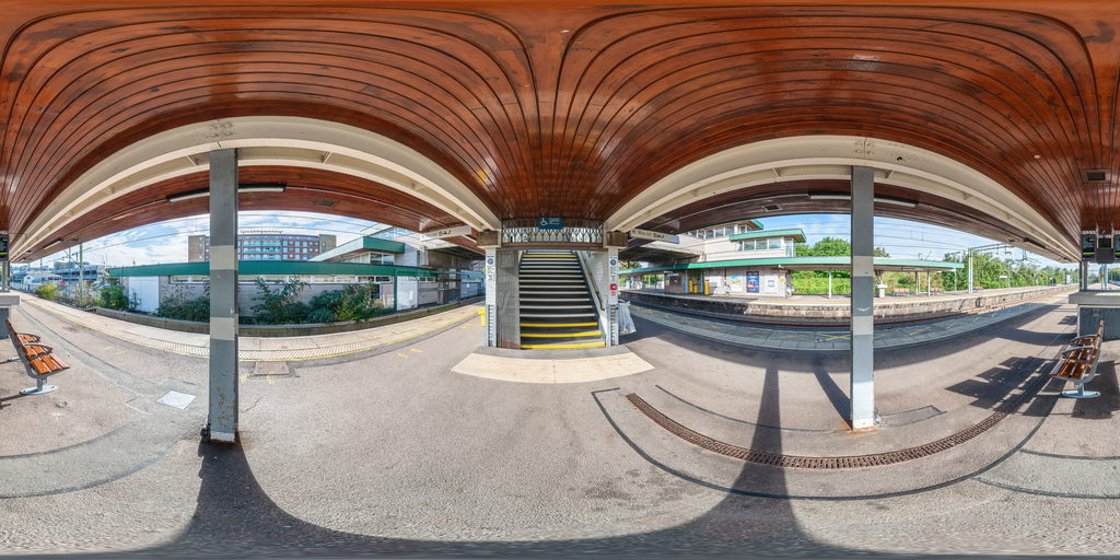 spherical image of Platform 1 & 2 - Stairs to Bridge