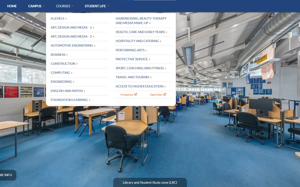 Yeovil-College-Styled-Menus-Clickable-Links