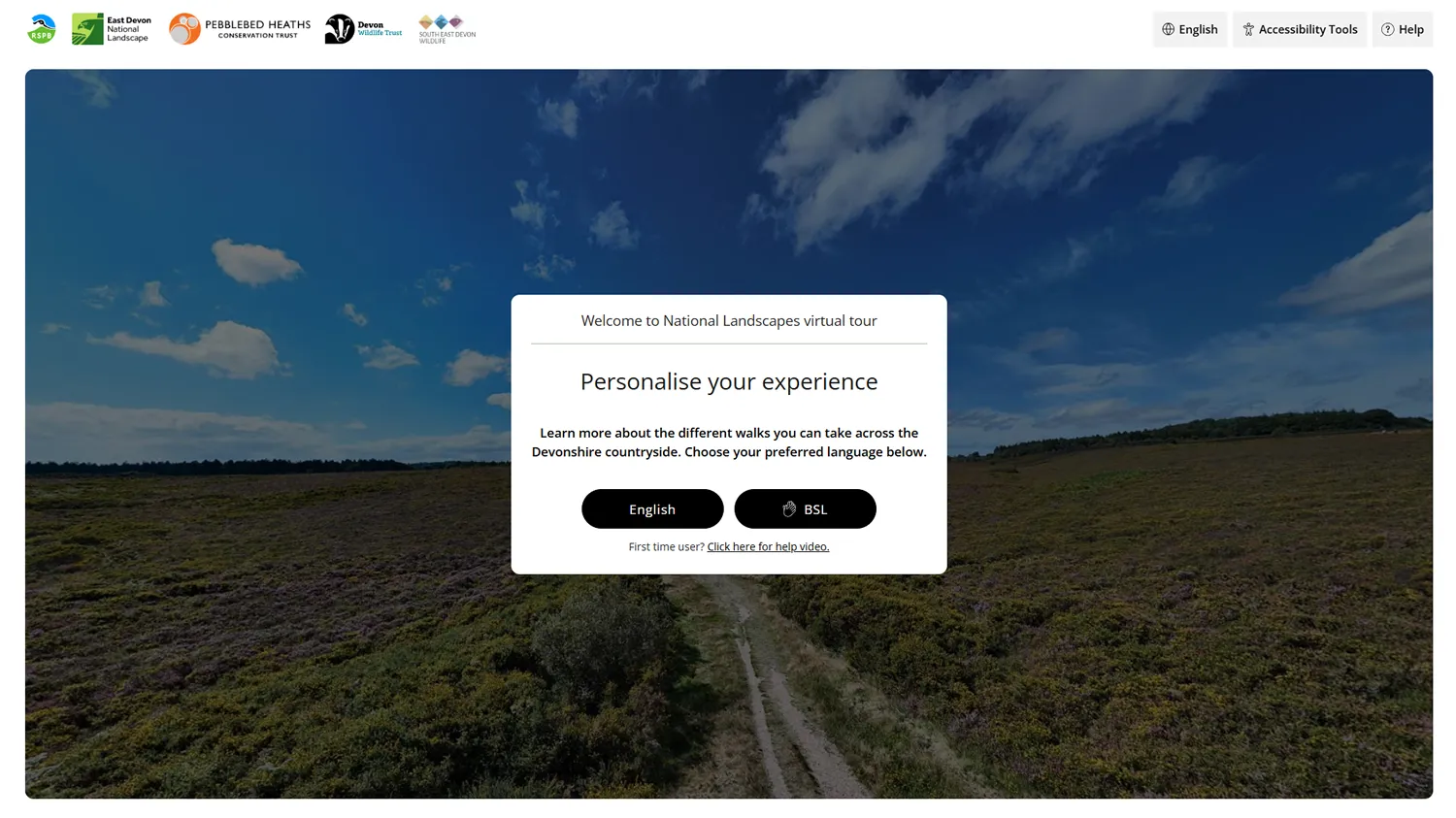 Screenshot of the East Devon Pebblebed Heaths 360° virtual tour